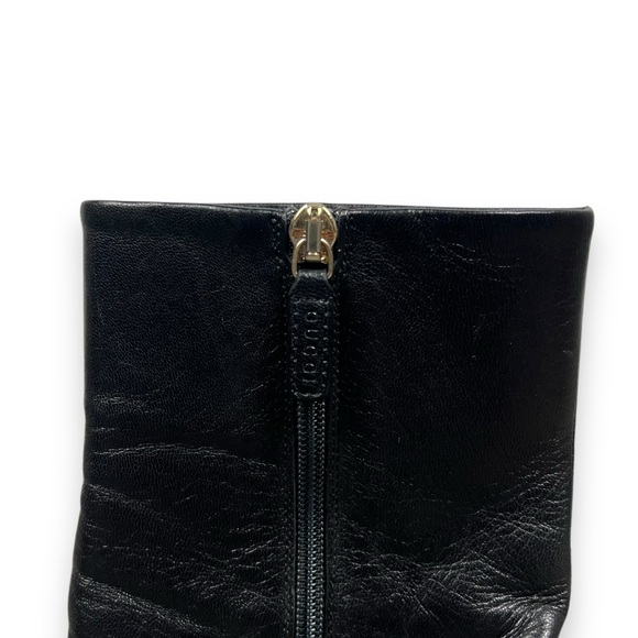 Authentic Gucci 246688 Black Leather Zip Up Ankle Boots Heeled Sz 37 EU / US 7 - Picture 10 of 14